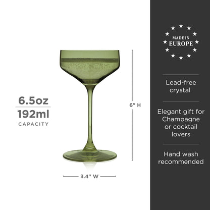 Reserve Nouveau Crystal Coupe Glasses in Sage Set of 2 - Decor Addict, LLC