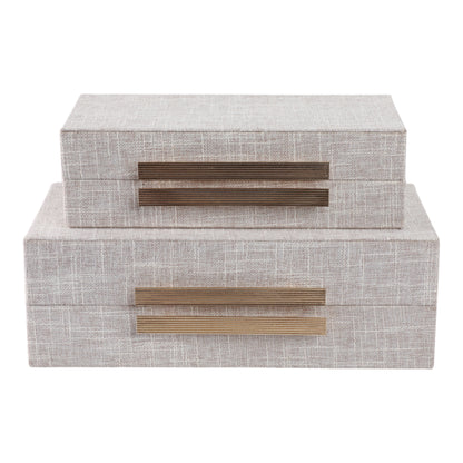 S/2 10/12" Rectangular Boxes Double Hardware, Wht - Decor Addict, LLC