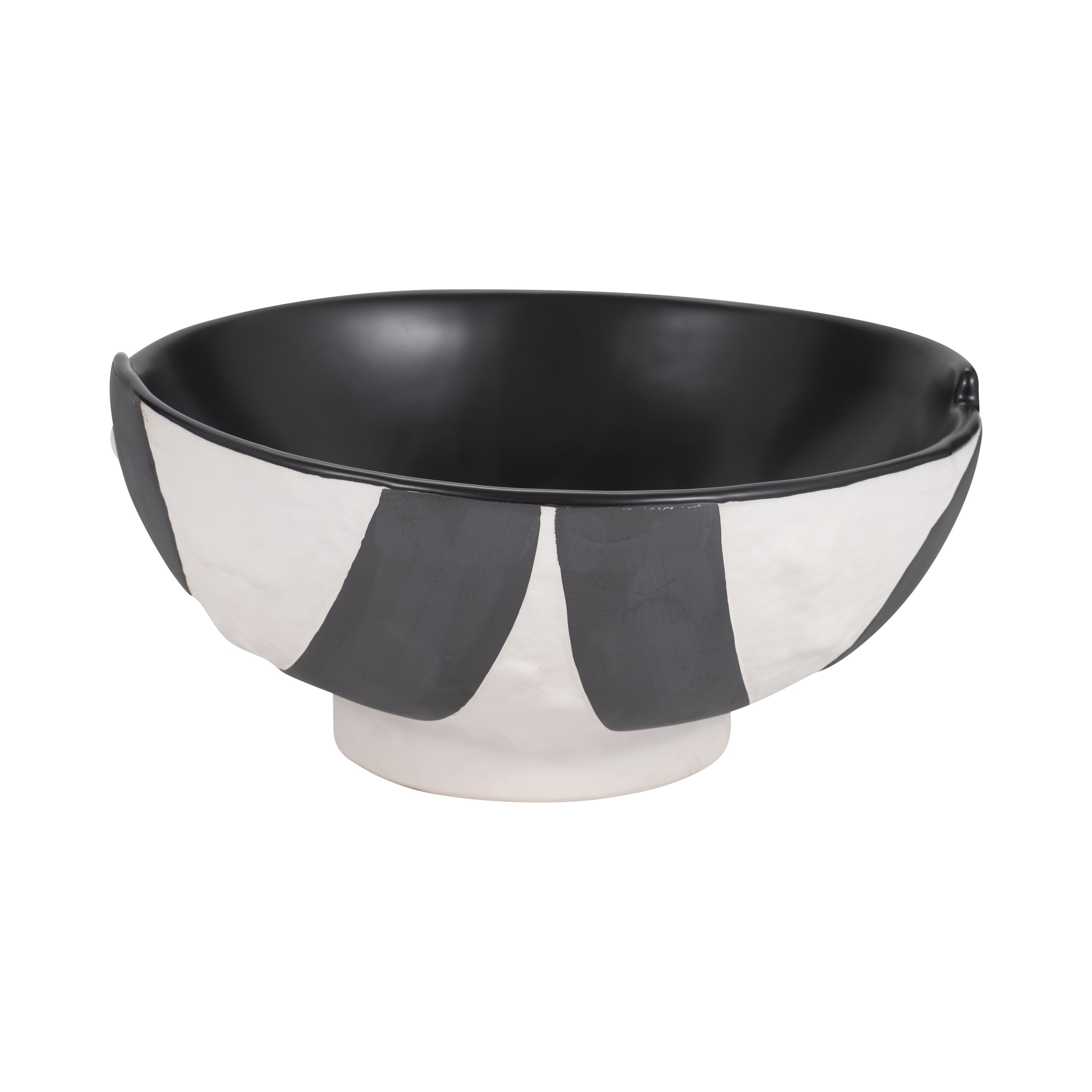 12" Contemporary Deep Bowl, Black/white - Decor Addict, LLC