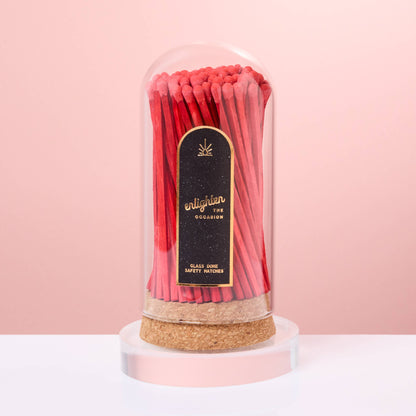Ruby Red Wooden Matchsticks in Glass Corked Dome - Decor Addict, LLC