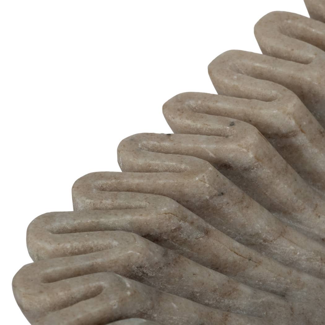 Decorative Bowl - Tan Marble Wavy Ribbed Texture, 16 in. - Decor Addict, LLC
