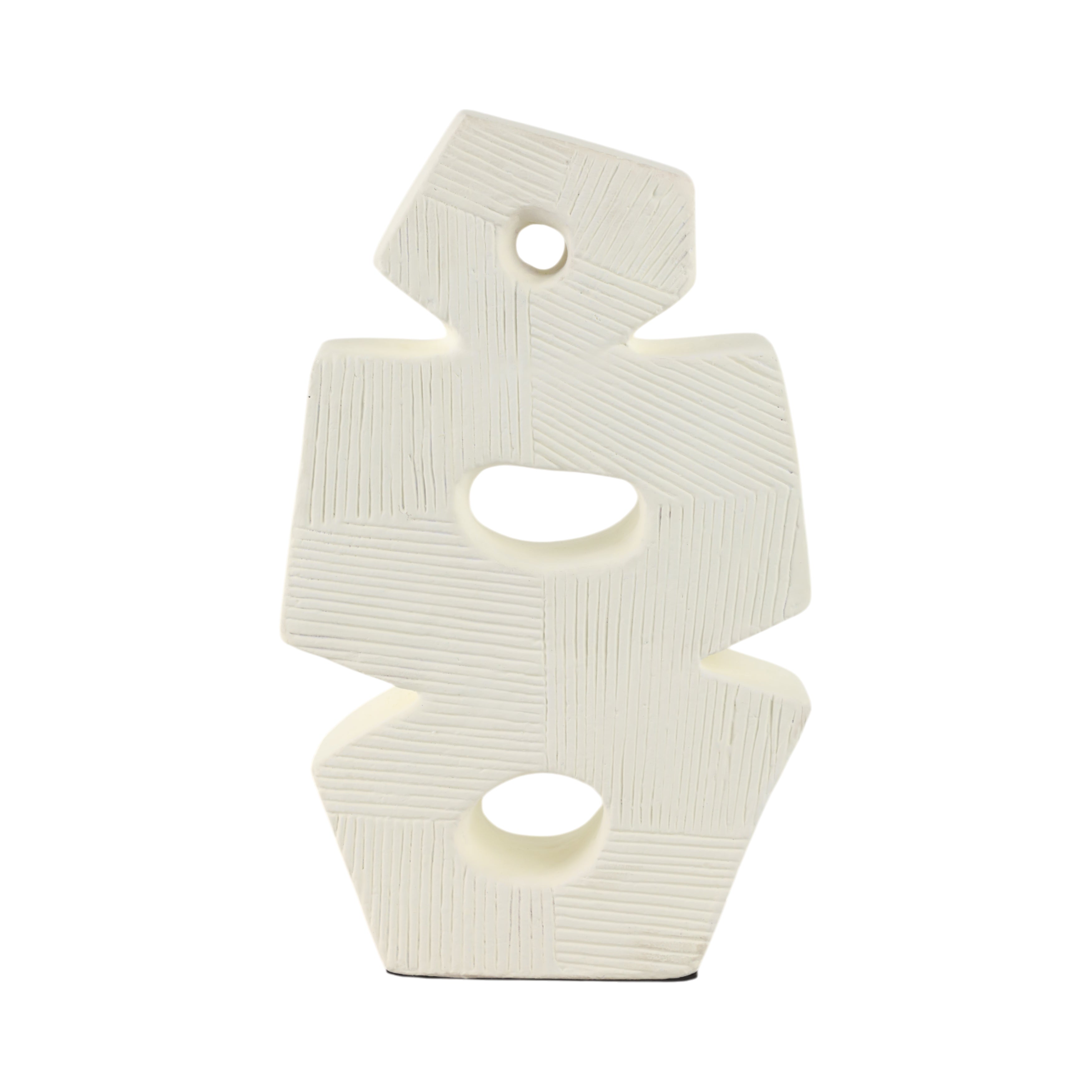 15" Terracotta Abstract Sculpture, Ivory - Decor Addict, LLC