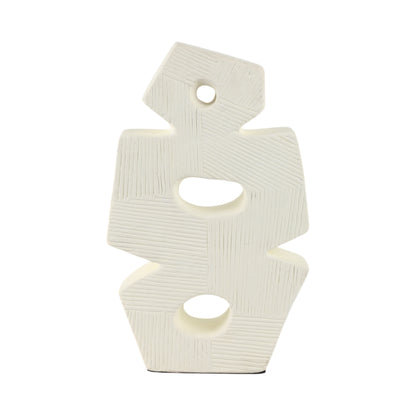 15" Terracotta Abstract Sculpture, Ivory - Decor Addict, LLC