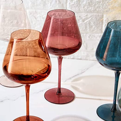 Pastel Large Colored Crystal Wine Glass Set of 6 - Decor Addict, LLC