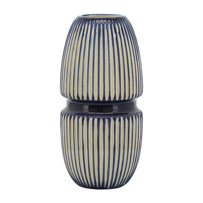 Cer, 12" Round Mallet Vase, Blue - Decor Addict, LLC