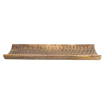 Carved Mango Wood Curved Tray, Natural