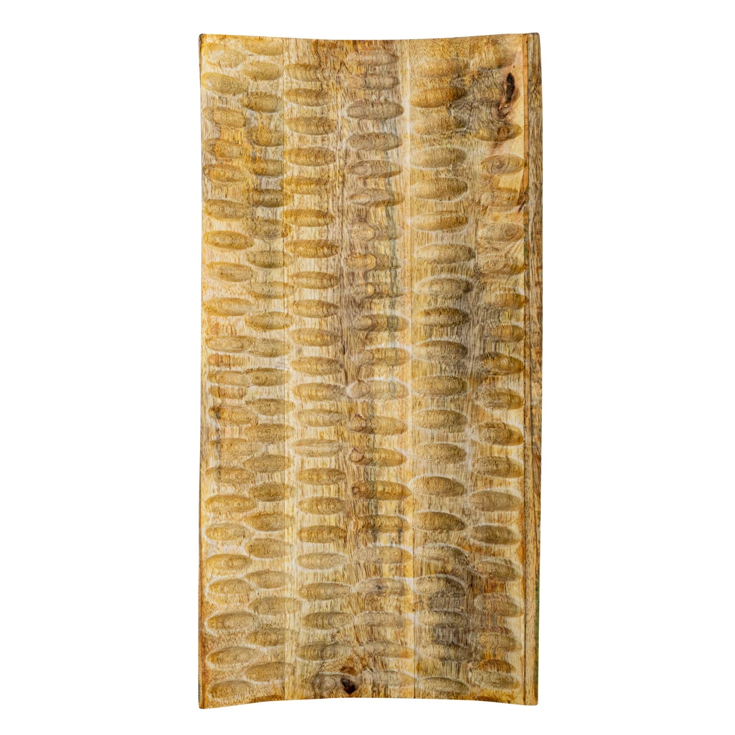 Carved Mango Wood Curved Tray, Natural