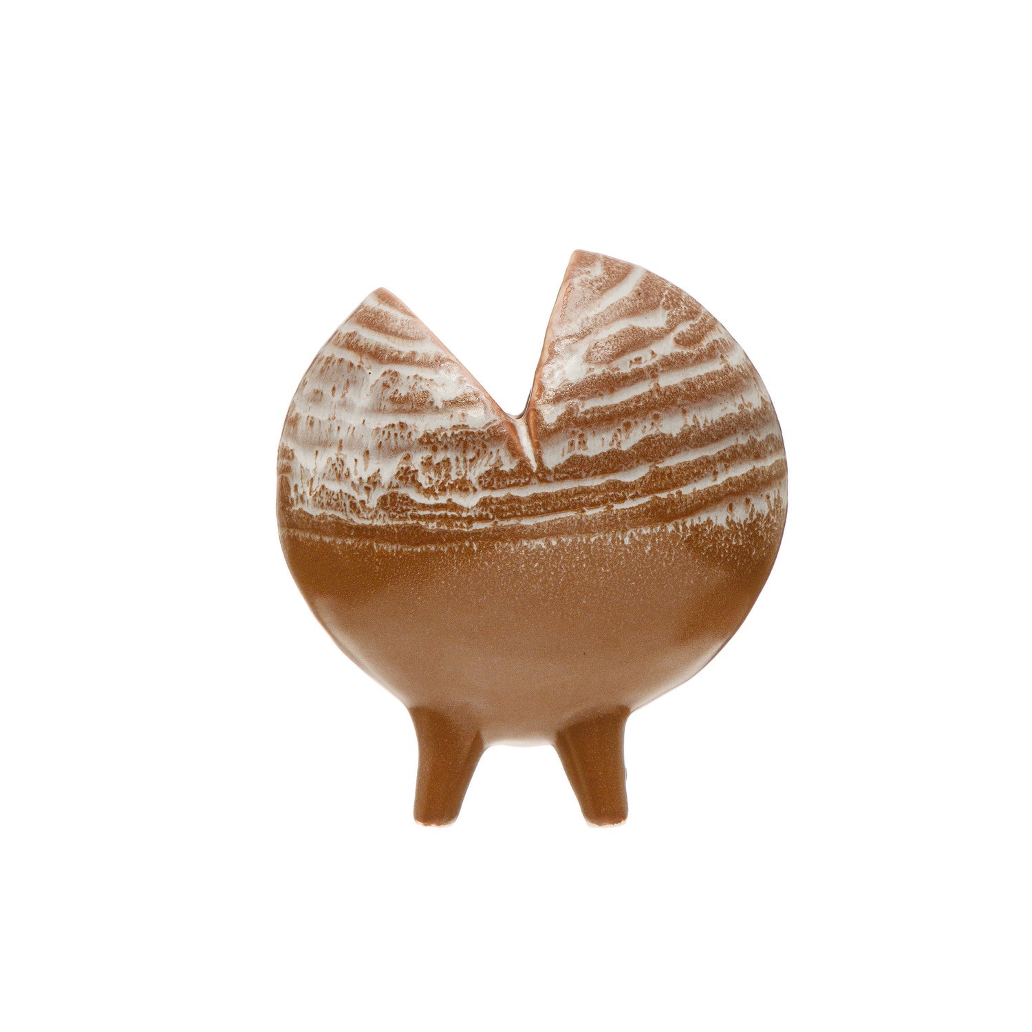 Stoneware Footed Pod Vase, Reactive Glaze, Sienna Color (Each One Will Vary)