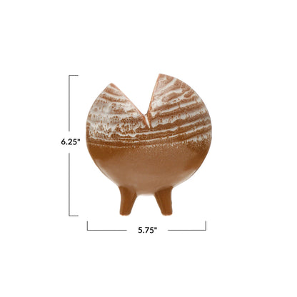 Stoneware Footed Pod Vase, Reactive Glaze, Sienna Color (Each One Will Vary)