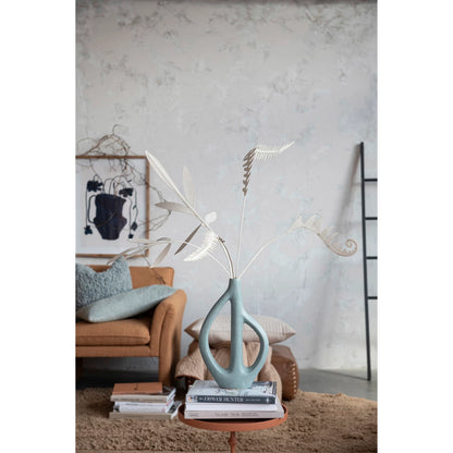 Stoneware Sculptural Vase, Matte Blue