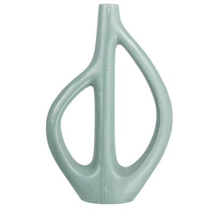 Stoneware Sculptural Vase, Matte Blue