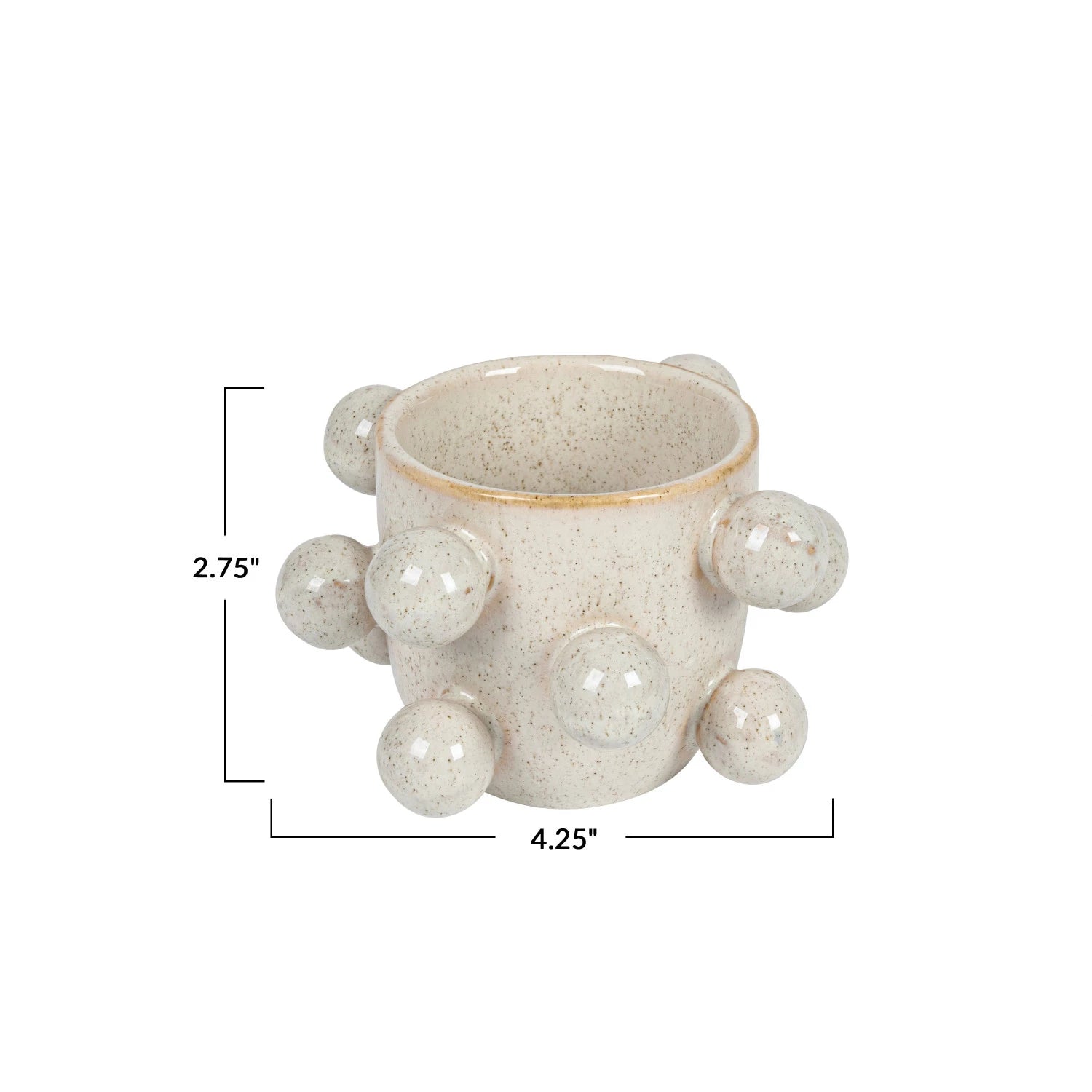 Stoneware Planter w/ Orbs, Reactive Glaze (Holds 3" Pot) (Each One Will Vary)
