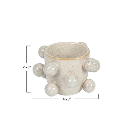 Stoneware Planter w/ Orbs, Reactive Glaze (Holds 3" Pot) (Each One Will Vary)