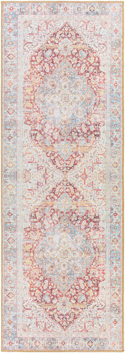 Cream Rust Leeston Vintage Washable Area Rug - Decor Addict, LLC