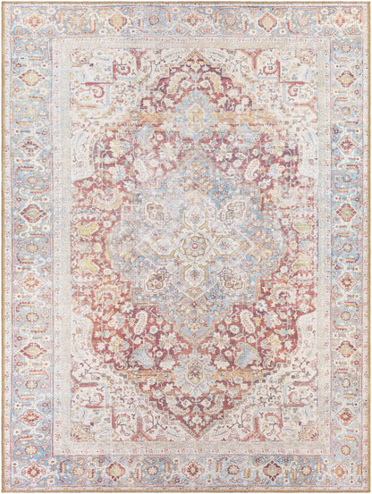 Cream Rust Leeston Vintage Washable Area Rug - Decor Addict, LLC