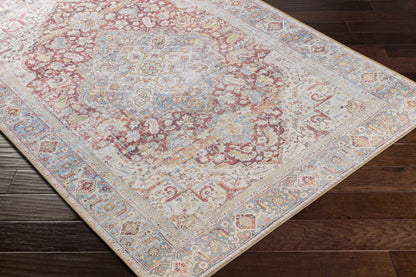 Cream Rust Leeston Vintage Washable Area Rug - Decor Addict, LLC