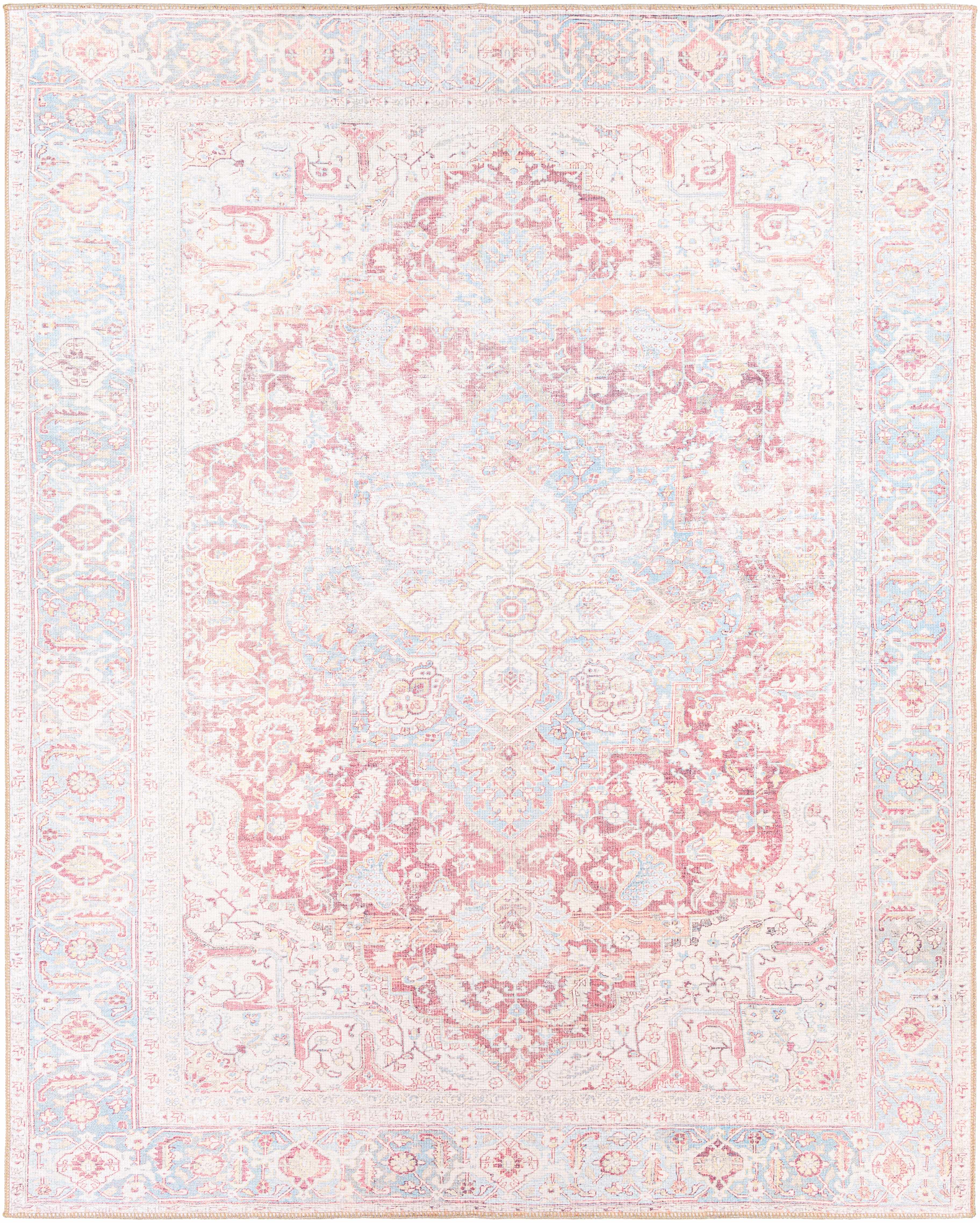 Cream Rust Leeston Vintage Washable Area Rug - Decor Addict, LLC