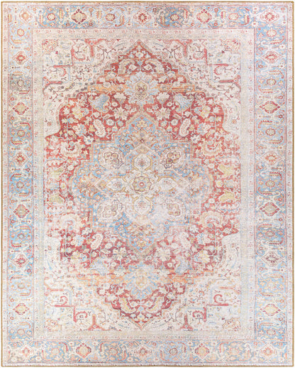 Cream Rust Leeston Vintage Washable Area Rug - Decor Addict, LLC