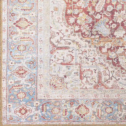 Cream Rust Leeston Vintage Washable Area Rug - Decor Addict, LLC