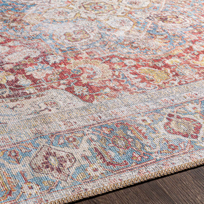 Cream Rust Leeston Vintage Washable Area Rug - Decor Addict, LLC