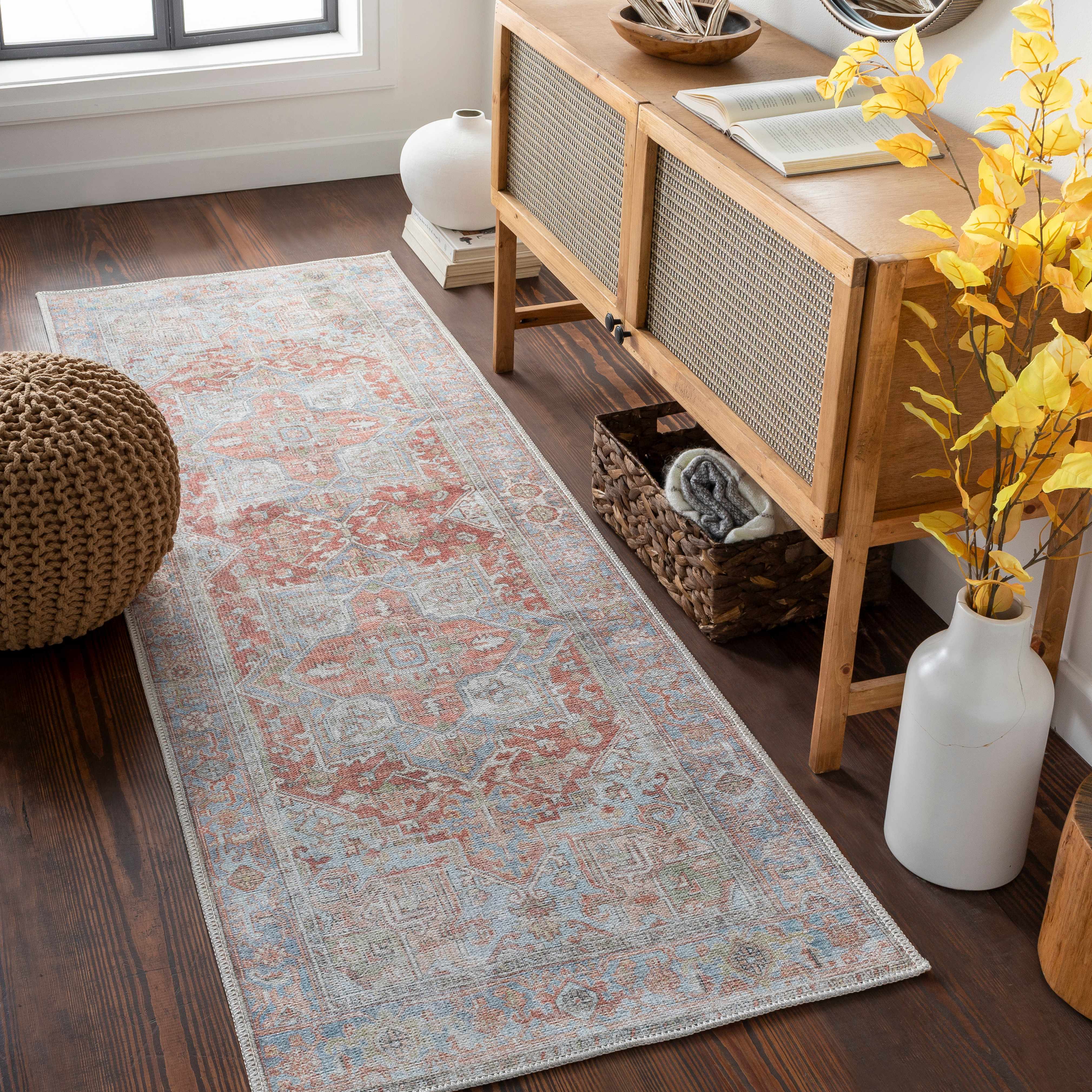Rust Maayon Washable Rug - Decor Addict, LLC