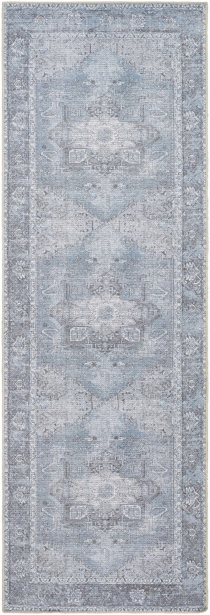 Rosman Blue Washable Area Rug - Decor Addict, LLC