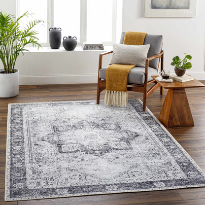 Rosman Gray Washable Area Rug - Decor Addict, LLC