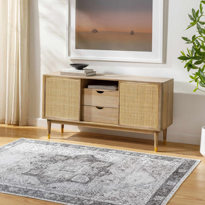 Rosman Gray Washable Area Rug - Decor Addict, LLC