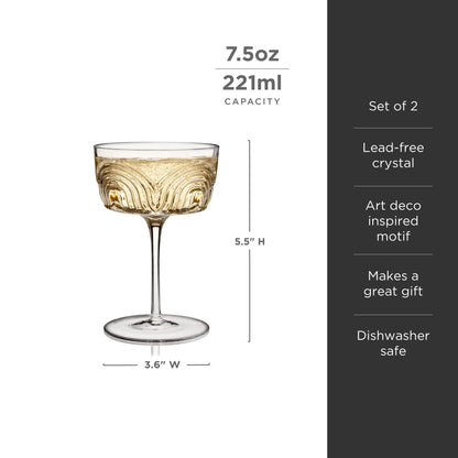 Beau Crystal Cocktail Coupes - Decor Addict, LLC