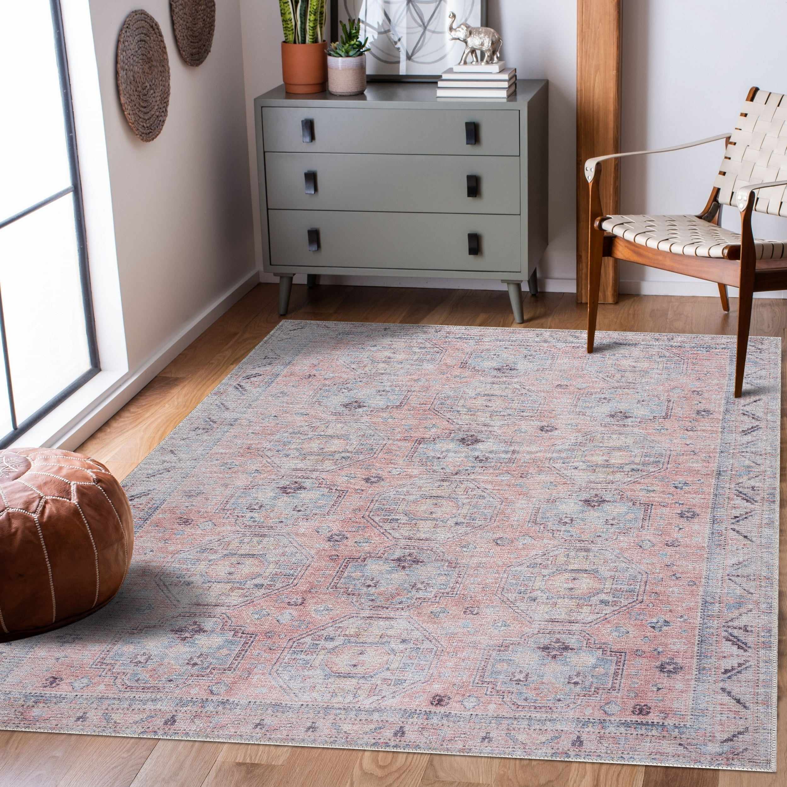Morcott Peach Washable Area Rug - Decor Addict, LLC