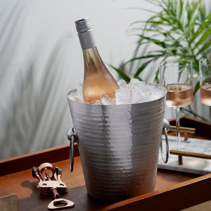 Irving Stainless Steel Hammered Ice Bucket - Decor Addict, LLC