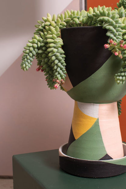 Ayton Pot with Saucer — 7" x 10.5" - Decor Addict, LLC