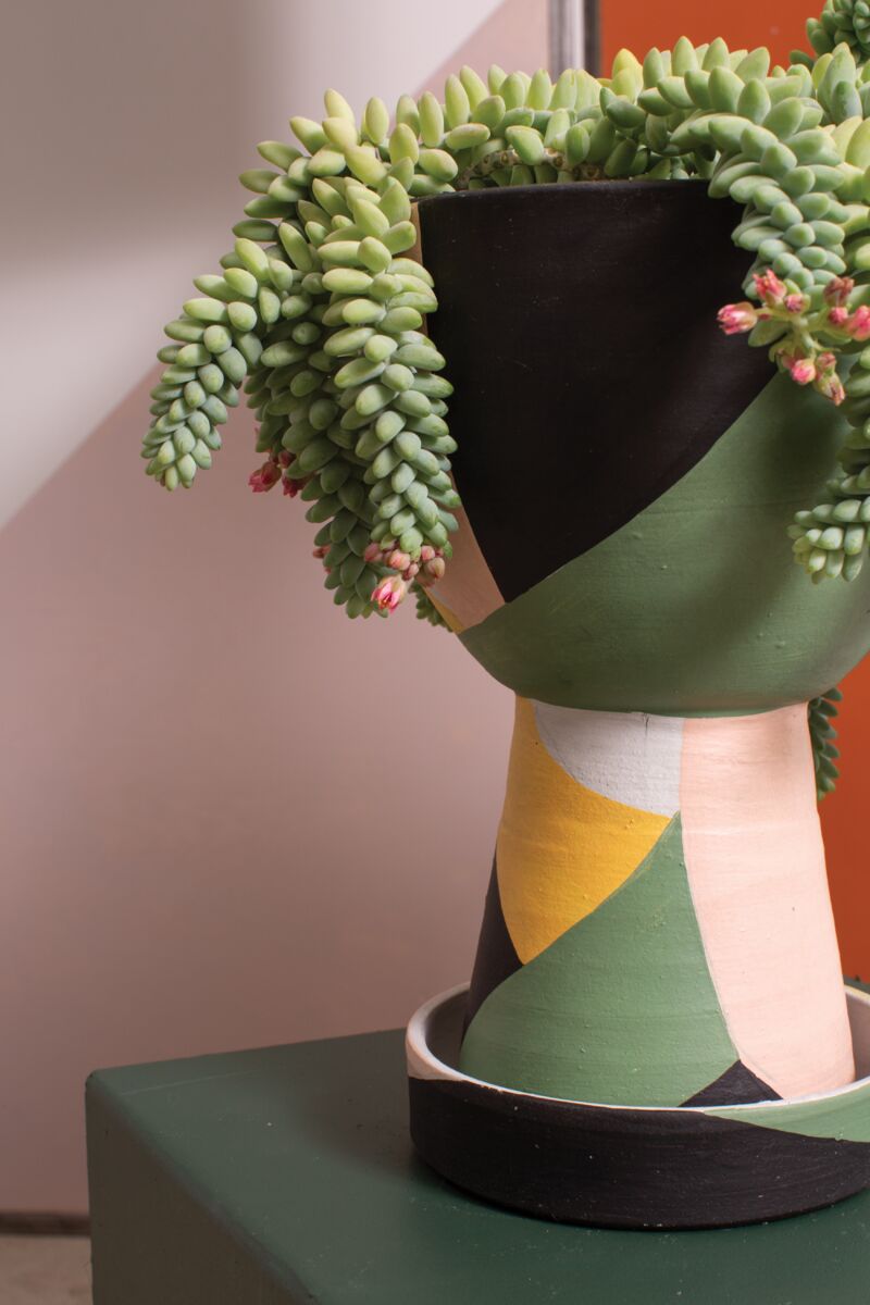 Ayton Pot with Saucer — 7" x 10.5" - Decor Addict, LLC