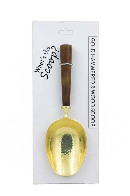 Gold Hammered Ice Scoop w/ Driftwood Handle - Decor Addict, LLC