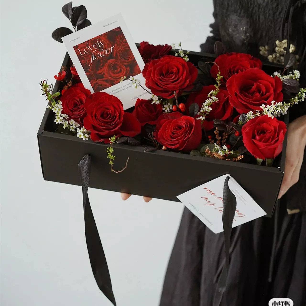 Big Bow Rectangle Flower Box with Clear Lid: Black - Decor Addict, LLC