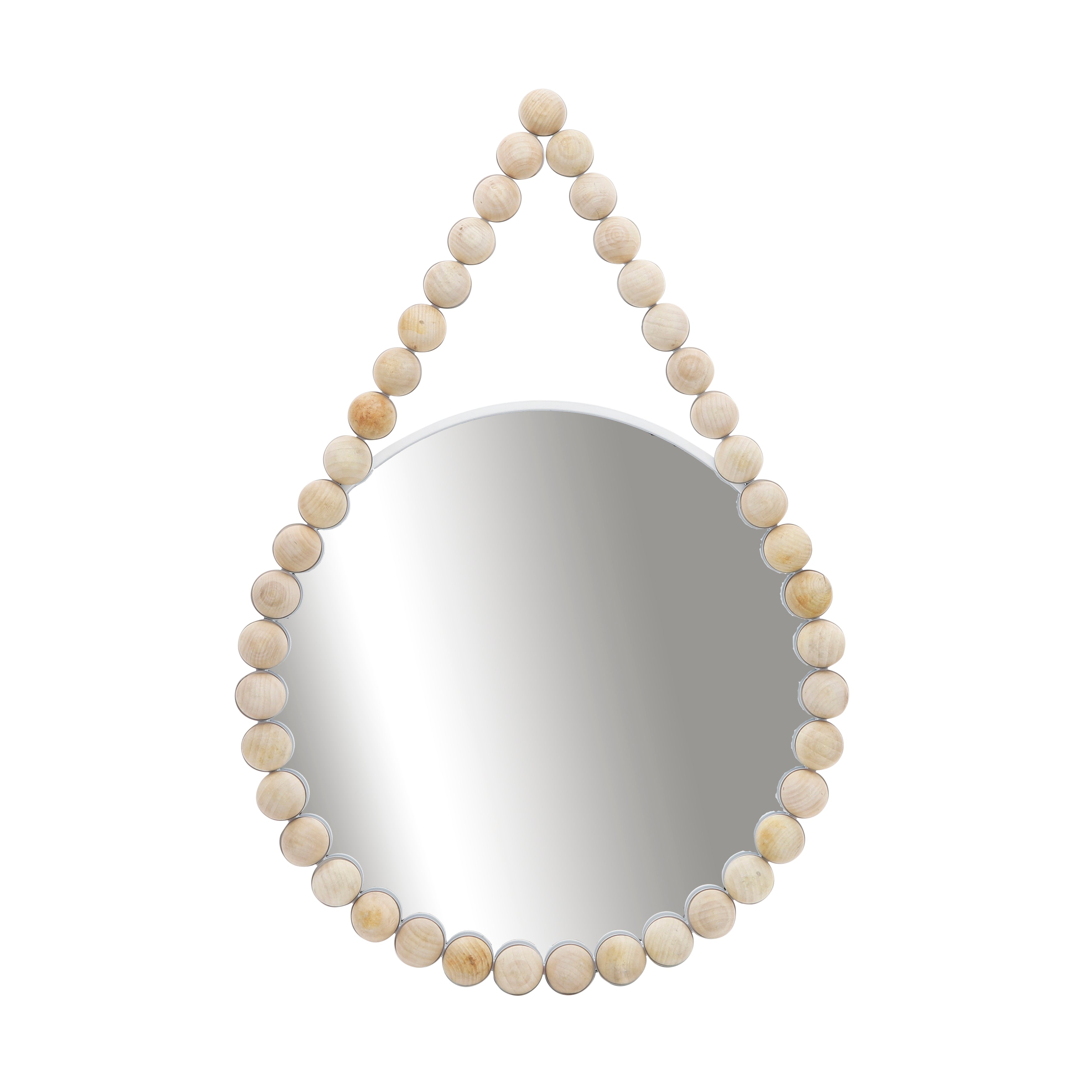 Wood, 36" Beaded Mirror, White Wb - Decor Addict, LLC