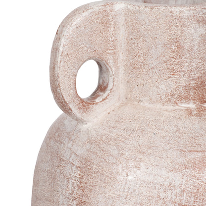 15" Modern Terracotta Jug Vase W/handle, Ivory - Decor Addict, LLC