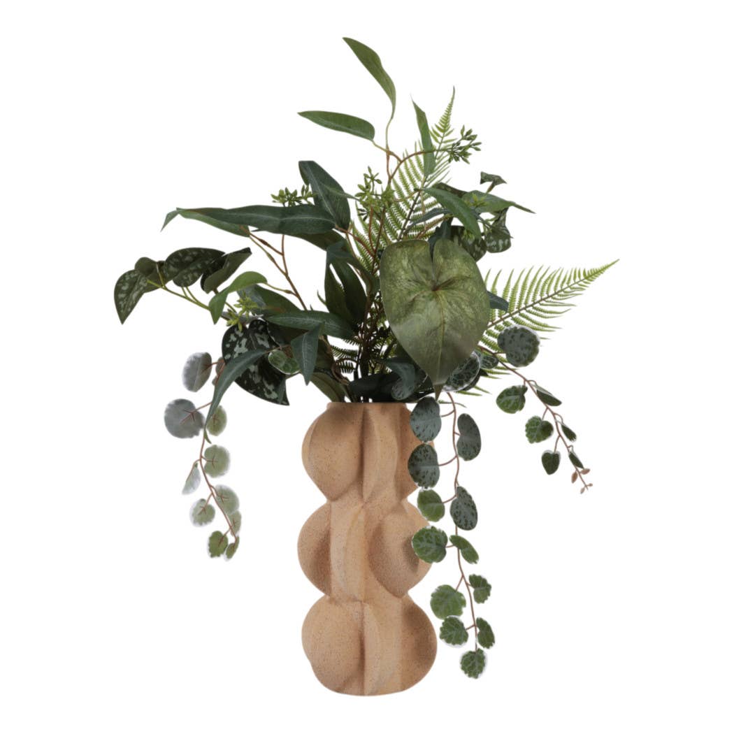 Decorative Vase - Tan Ceramic 3D Printed Textured, 11 in. - Decor Addict, LLC