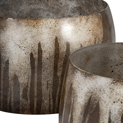 Glass, S/2 10/14" Decorative Bowls, Bronze - Decor Addict, LLC