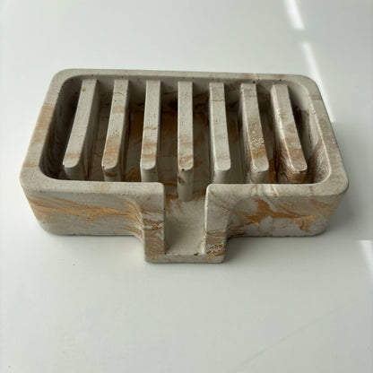 Soap Holder | Concrete Soap Dish: White Black & Silver Marble - Decor Addict, LLC