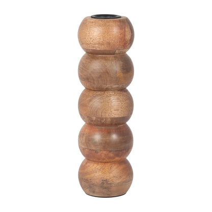 Wood, 8" Ribbed Votive Holder, Natural - Decor Addict, LLC