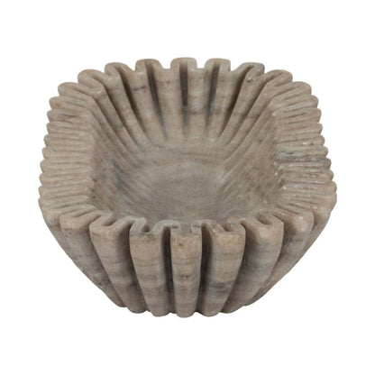 Decorative Bowl - Tan Marble Wavy Ribbed Texture, 16 in. - Decor Addict, LLC