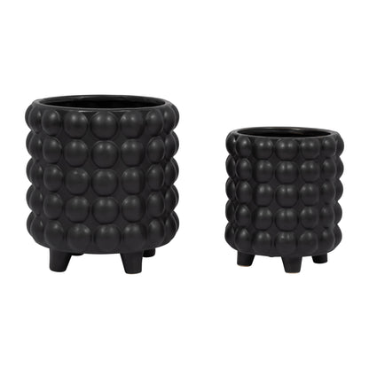 S/2 6/8" Bubble Planters, Matte Black - Decor Addict, LLC
