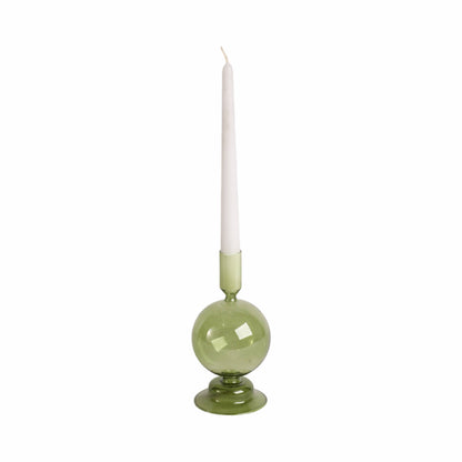 Taper Candle Holder - Olive Glass Bubble, 7 in. - Decor Addict, LLC
