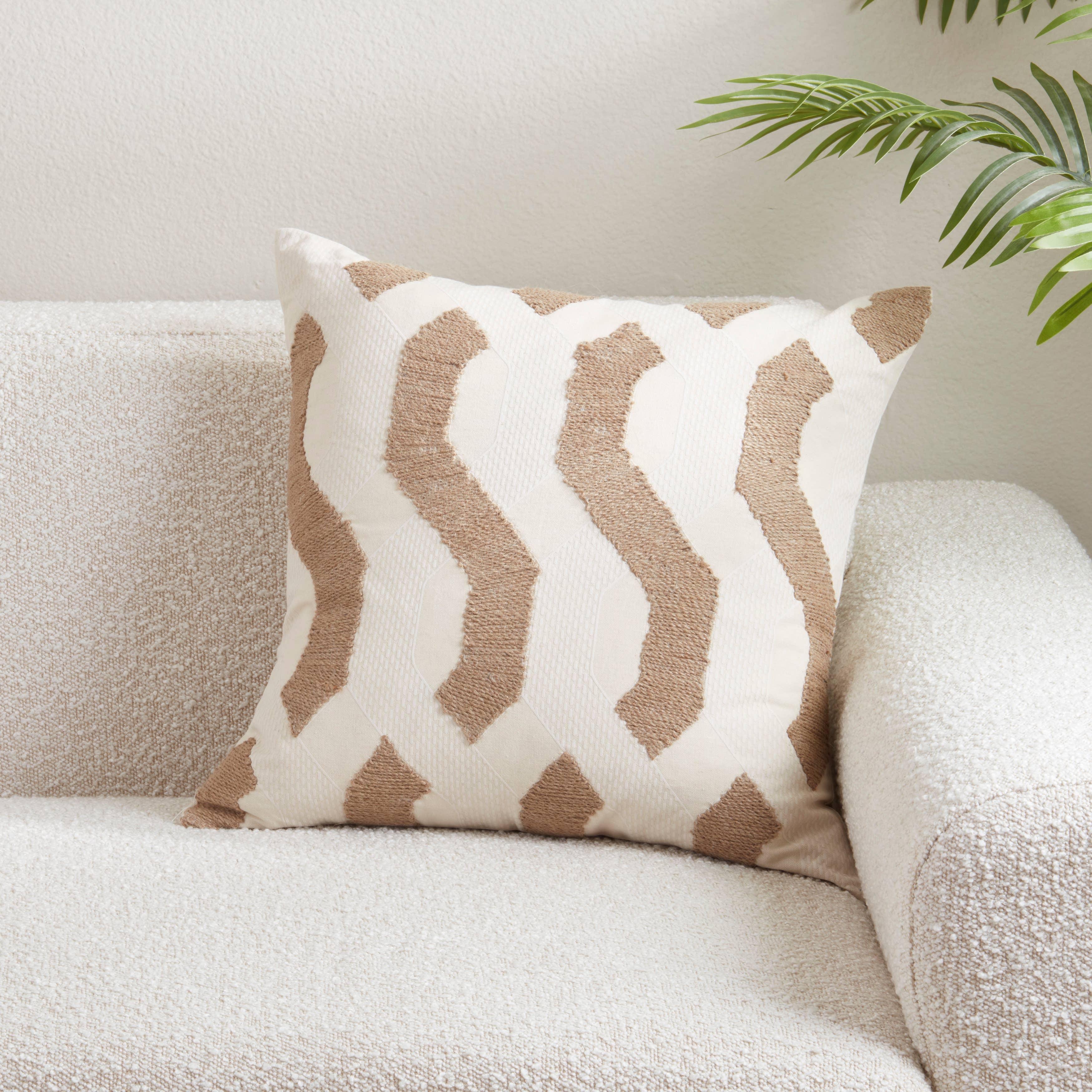 Textured Jute Stripe Throw Pillow: Natural / Down Filled / 12"x20" - Decor Addict, LLC