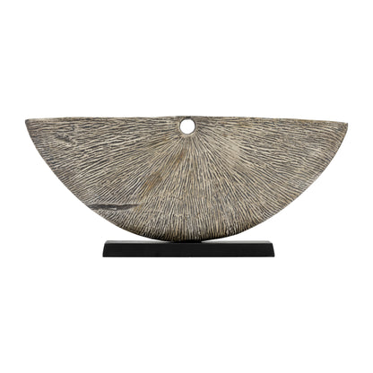 Metal,13"h Corrugated Half Circle Sculpture,ivory - Decor Addict, LLC