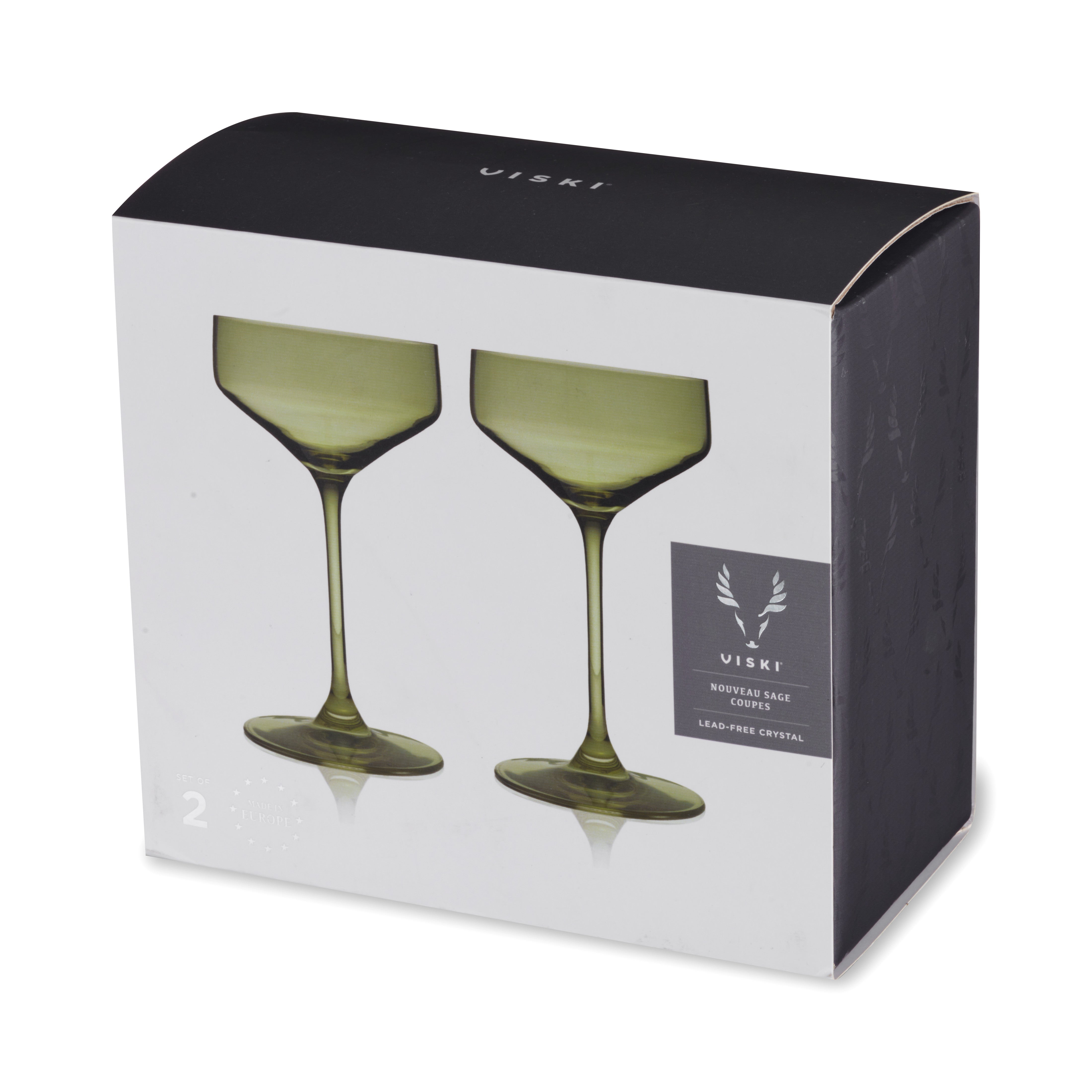 Reserve Nouveau Crystal Coupe Glasses in Sage Set of 2 - Decor Addict, LLC