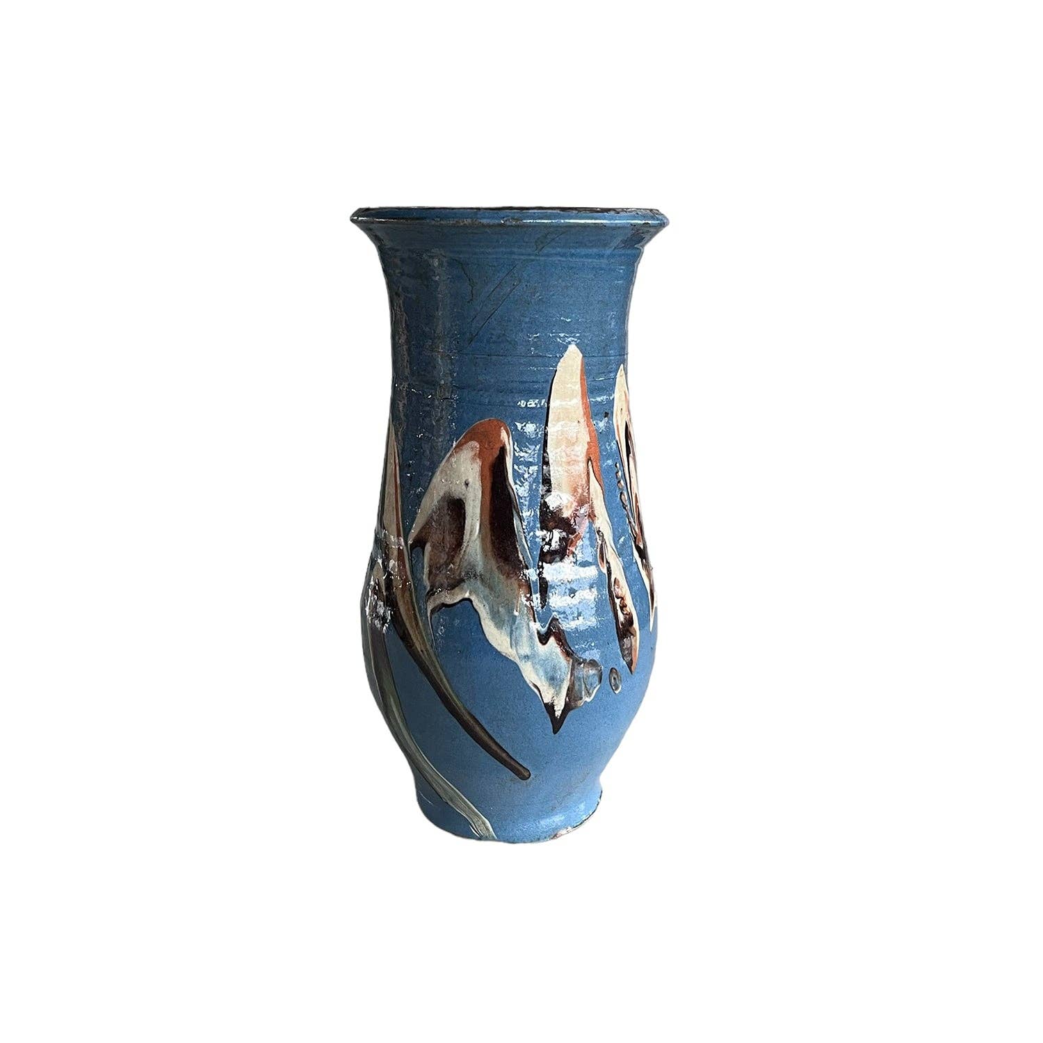 Cottage Crafted Vase: Marbleized Blue - Decor Addict, LLC