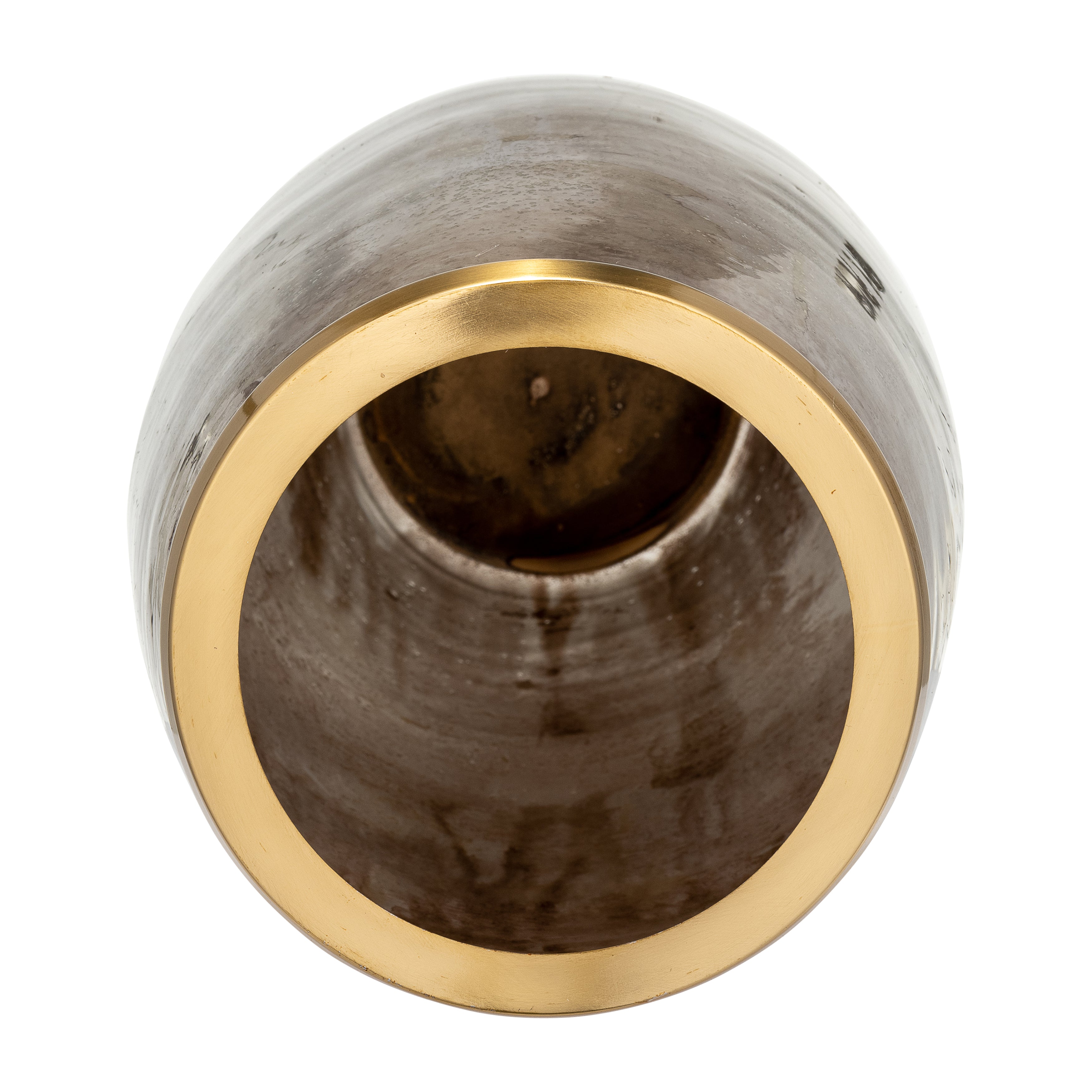 Glass 24" Vase W/ Metal Ring, Champagne - Decor Addict, LLC