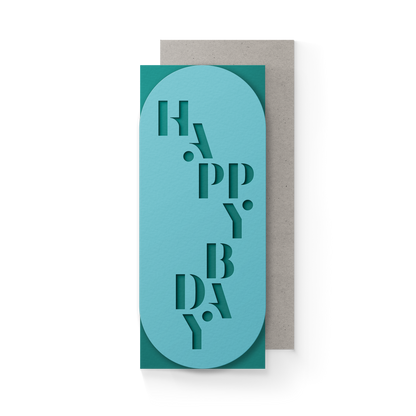 Happy Bday #10 Slim Sleeve Card - Turquoise - Decor Addict, LLC